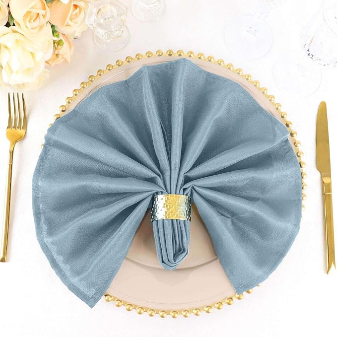 Efavormart Premium Cloth Napkins Set of 5, 20x20 Inch Dusty Blue Seamless Dinner Napkins, Washable Linen Table Napkin Cloth with Hemmed Edges for Weddings, Party and Banquet - Image 6