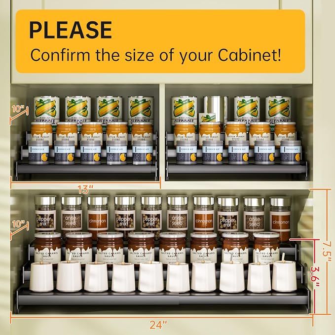 Expandable Carbon Steel Spice Rack Organizer for Pantry, Adjustable 3-Tier Ladder Shelf,Holds Up to 24 Cans,Kitchen Countertop Organizer, Rustproof Storage Rack for Spices, Cans, Sauces & Dry Goods - Image 6