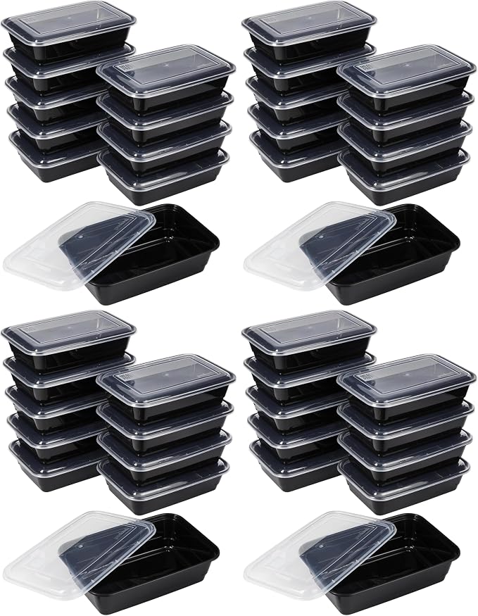 GoodCook Meal Prep Containers, Single Compartment 10-Pack, BPA-Free Reusable Food Storage, Black, Microwave & Freezer Safe, Stackable Meal Prep Containers for Lunches and Snacks (Pack of 4) by GoodCook
