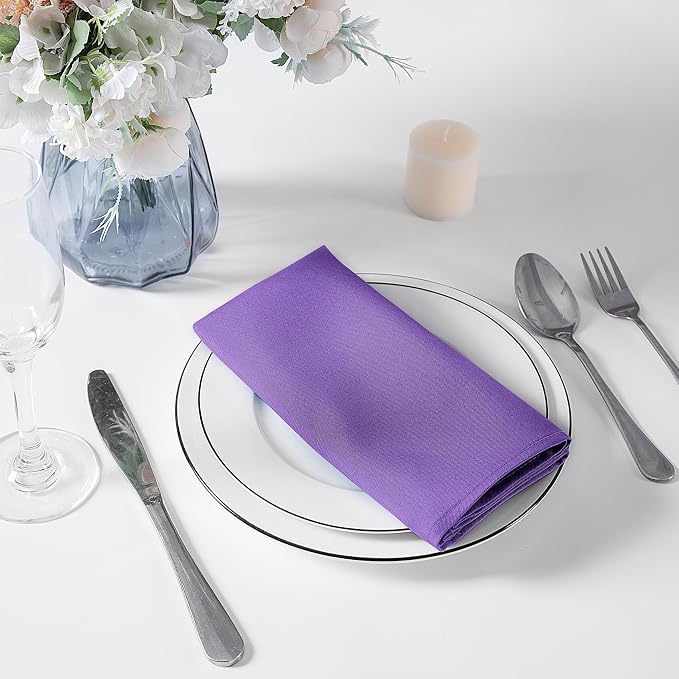 Bailarina Cloth Napkins Set of 40,17x17 inches Dinner Napkins Cloth Washable,Polyester Square Table Cloth Napkin Bulk with Hemmed Edges Ideal for Banquets, Parties and Weddings-Purple - Image 3