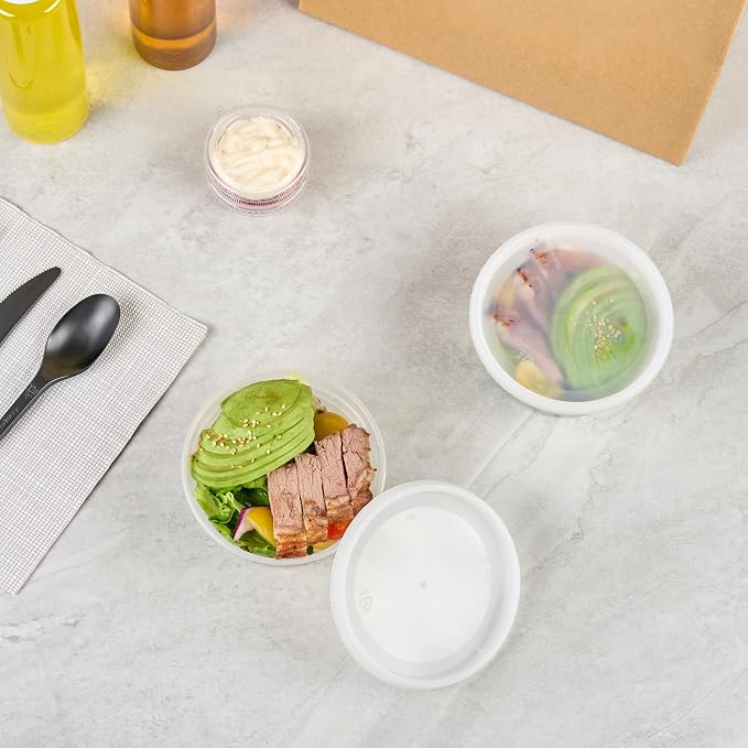 Restaurantware-Asporto 12 Ounce To Go Boxes, 25 Microwavable Round Soup Containers - Clear Plastic Lids Included, Do Not Contain BPA, Clear Plastic Soup Containers, Disposable - Image 6