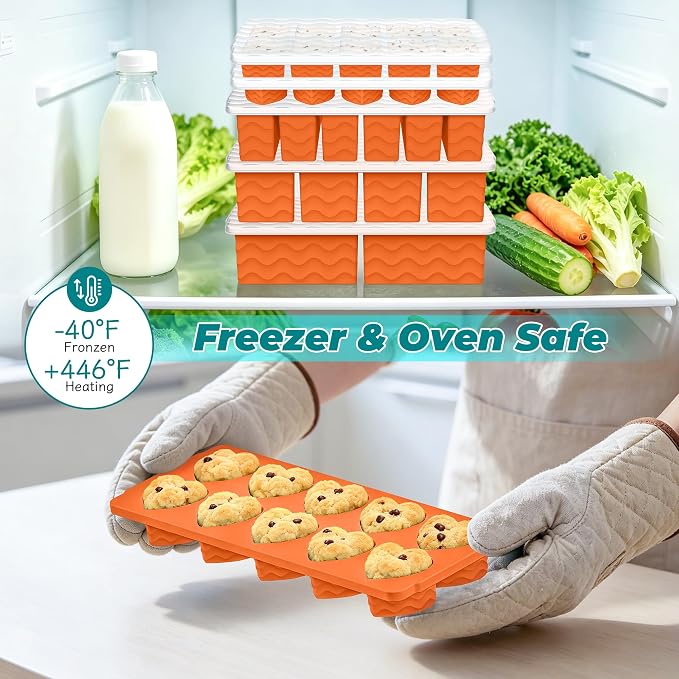 Silicone Freezer Molds for Food, 5-Pack with Steel Rim for Meal Prep | 100% Food-Grade Silicone, BPA-Free, Oven and Dishwasher Safe. Perfect for Freezing Lasagna, Casseroles, Soups & Sauces - Image 5
