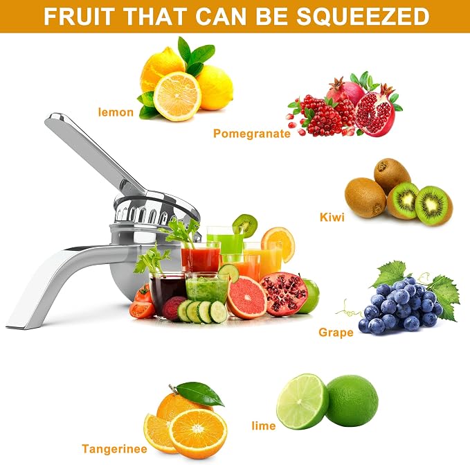 Large lemon squeezer, Manual Juicers stainless steel citrus juicer All Size Fruits Can Squeeze Juice, Large Yield, Suitable For Lemons, Oranges, Pomegranates, Grapes - Image 5