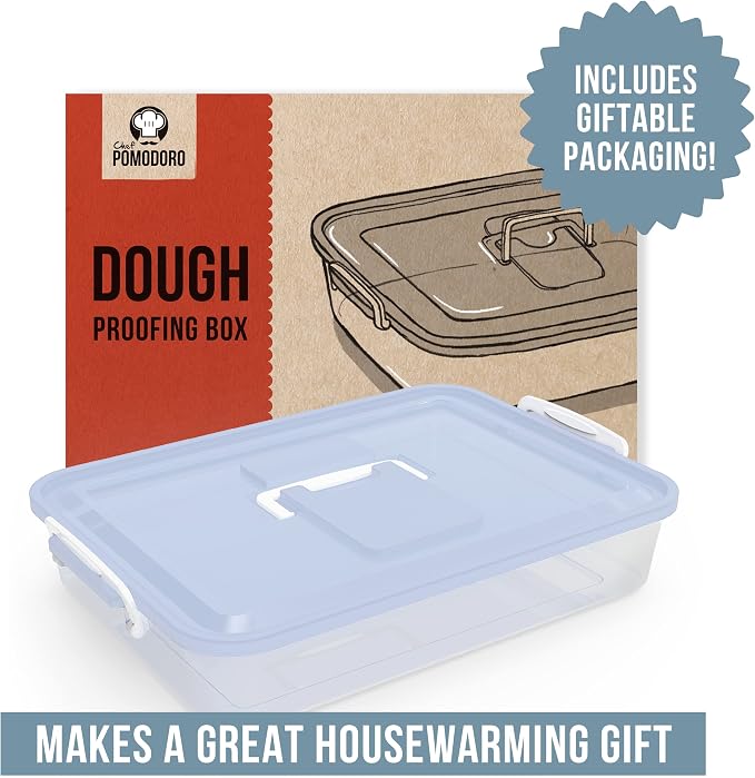 Chef Pomodoro Pizza Dough Proofing Box with Lid, 14x11 In, Blue | ABS plastic pizza dough proofing container, fits 4-6 dough balls, stackable, transparent lid, carry handle - Image 7