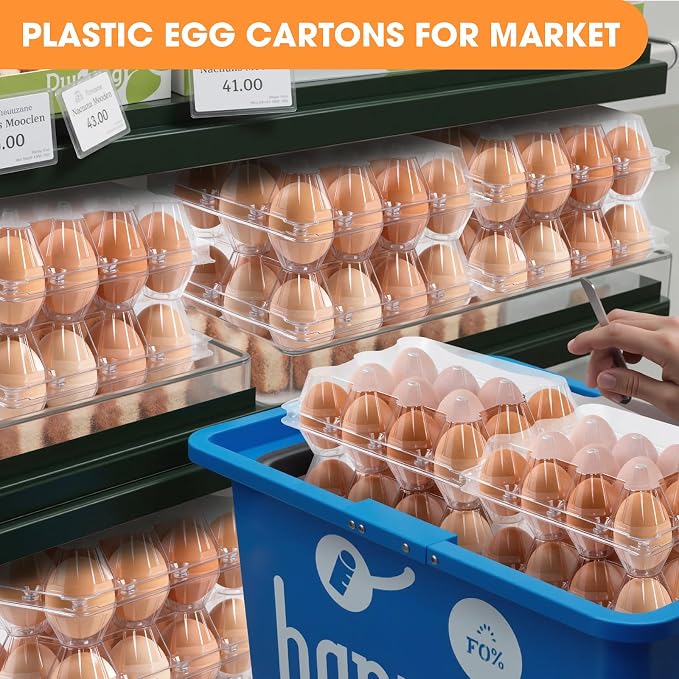 160 Pack Egg Cartons Cheap Bulk,Plastic Egg Carton 3x4 Grids | 12 Count Clear Egg Cartons, Reusable Egg Holder Egg Trays for Family, Chicken Farm, Markets Display - Medium Egg Container - Image 5