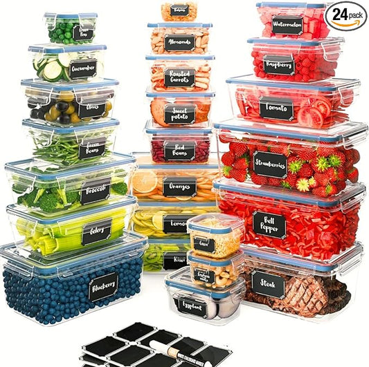 Chefs Path 48 Piece BPA-Free Plastic Food Storage Container Set with 24 Containers and 24 Lids for Kitchen Pantry Organization and Meal Prep by ChefsPath
