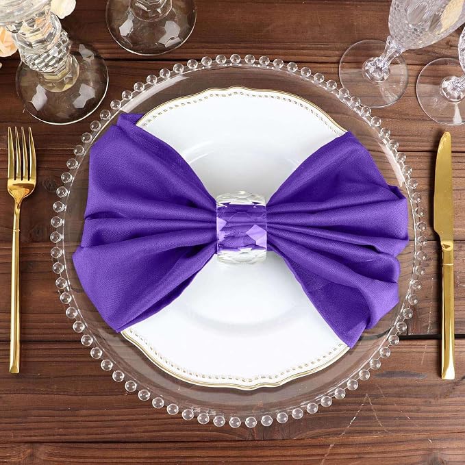 Efavormart Premium Cloth Napkins Set of 100, 20x20 Inch Purple Seamless Dinner Napkins, Washable Linen Table Napkin Cloth with Hemmed Edges for Weddings, Party and Banquet - Image 7