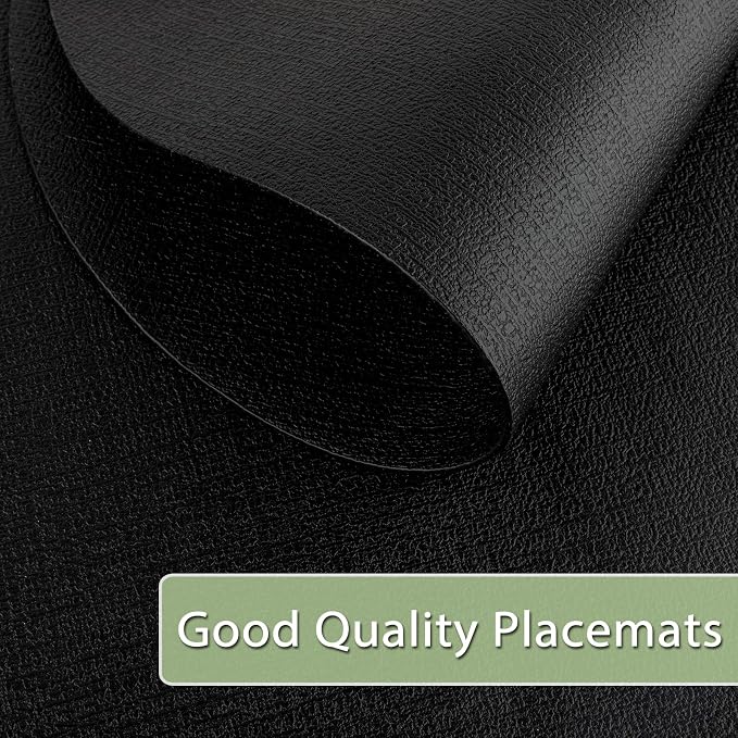 Placemats for Dining Table Set of 6 Non-Slip, Heat Resistant Oval Leather Placemat Double Layer, Waterproof Table Mats Easy to Clean for Kitchen Dining Room Coffee Office Table, Black - Image 5