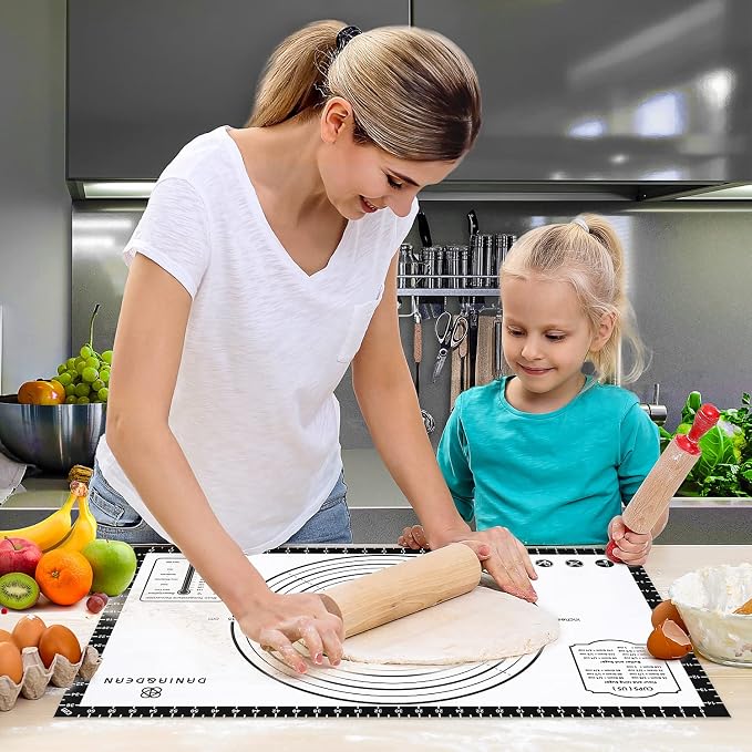 DANIA & DEAN 26"x16" Large Durable Silicone Baking Mat for Pastry and Bread | Non-Slip & Non-Stick Mat with Measurements, for Pizza, Pie Crust, Dough Rolling, Pasta & Sourdough, Reusable Counter Sheet - Image 6