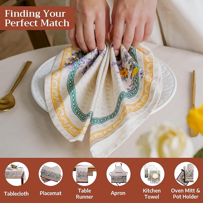 Maison d' Hermine Cloth Napkins Set of 4 Reusable 100% Cotton (20" x 20") | Everyday Square Napkins Cloth Washable Dinner Party Wedding Restaurant Hotel Kitchen Spring Summer - Fanny Lavender - Image 4