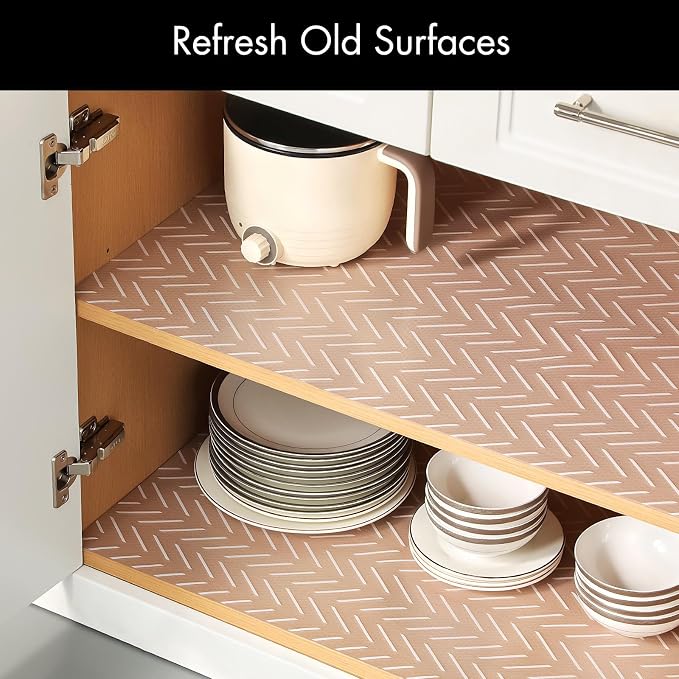 Cooyes Shelf and Drawer Liner for Kitchen Cabinets – Non-Adhesive, Waterproof, Non-Slip Cabinet Liners for Scratch Protection, Desk, Refrigerator, Shelves, Drawers with Modern Pattern - Image 3
