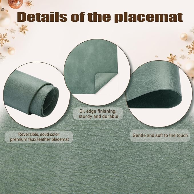 UnivoColors Placemats,Heat Resistant Placemats Set of 6 Washable 12 x 17 Inch,Waterproof Table Mats,Wipeable Pu Place Mats for Kitchen,Dining Room.Red - Image 2