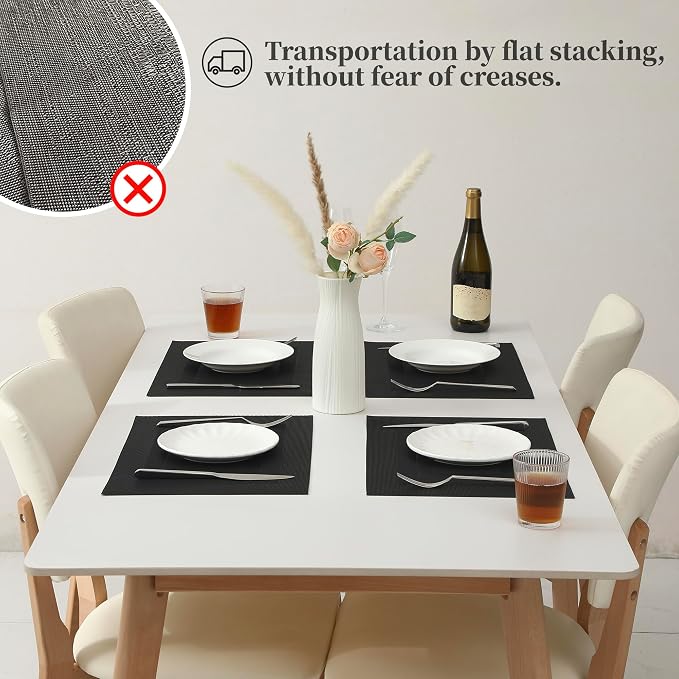 Leetaltree Black Frame Placemats Set of 4 - Heat Resistant Non-Slip Place mats for Dining Table, Washable Durable PVC Vinyl Woven Table Mats（Black Frame, 4） - Image 6
