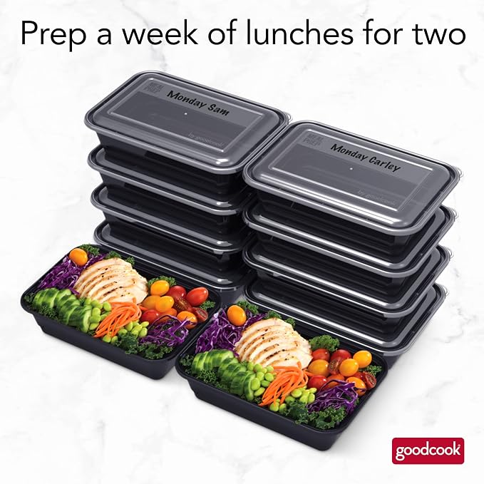 GoodCook Meal Prep Containers, Single Compartment 10-Pack | BPA-Free Reusable Food Storage, Microwave & Freezer Safe, Stackable Meal Prep Containers for Lunches and Snacks - Image 8
