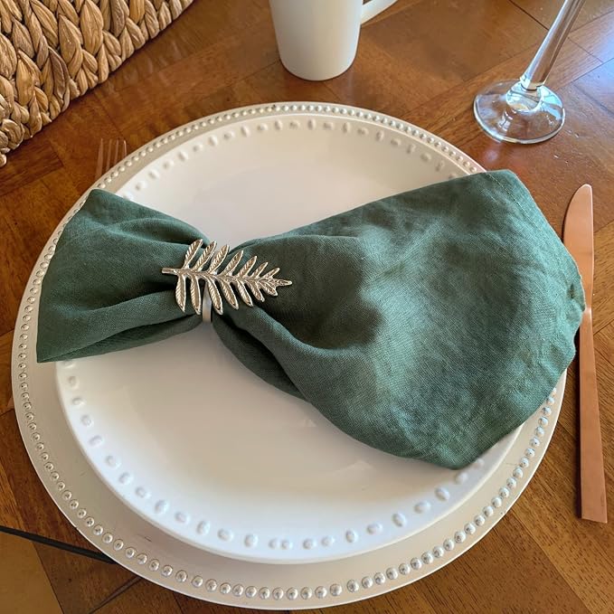 Linen Napkins –100% French Flax – Stonewashed Pure Linen Cloth Napkins - Size 18 Inch x 18 Inch – Set of 4 (Soft Rustic Green) - Image 5