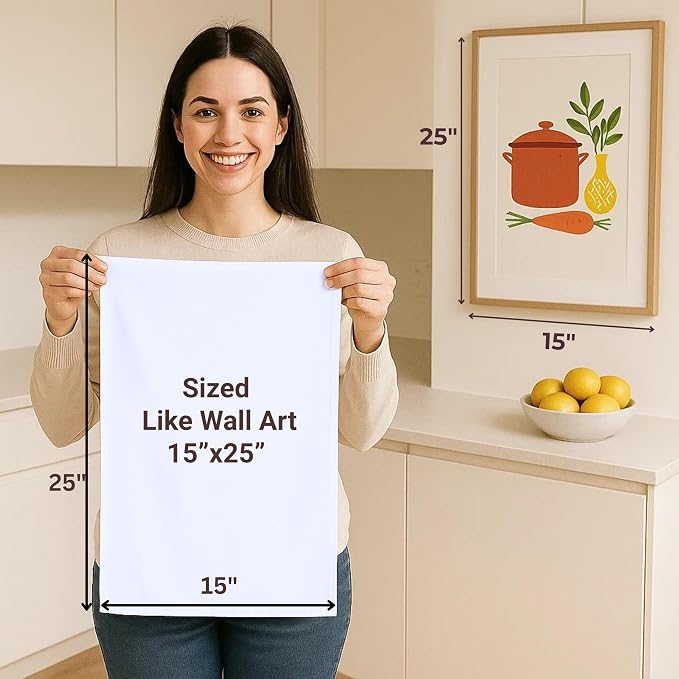 Flour Sack Towels | Tea Towel for Crafts| Kitchen Dish Cotton Blank Towel for Embroidery| Baking Bread Proofing Linen Cover| Thick Absorbent Quick Dry| 12 Pack 15"x 25" White - Image 2