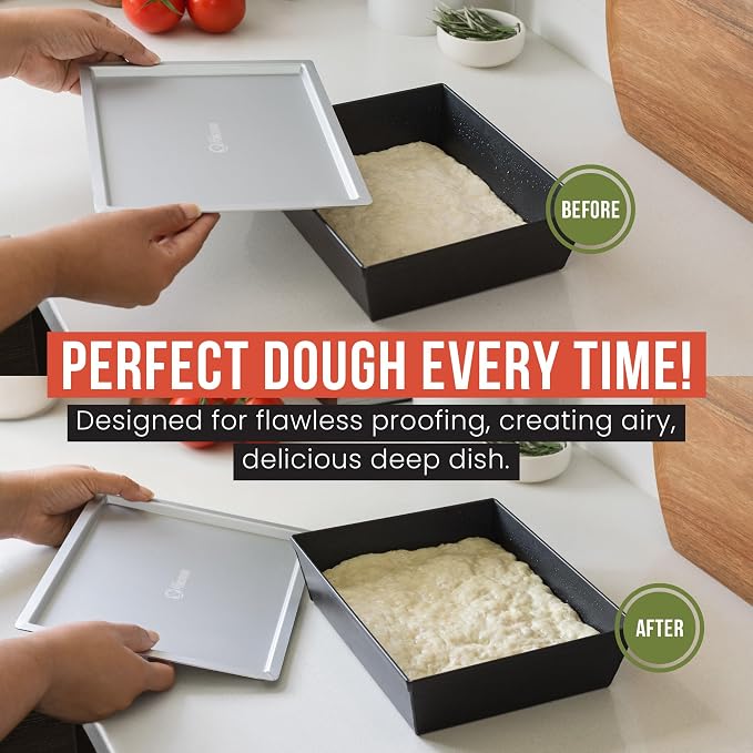 Chef Pomodoro Detroit Pizza Pan Lid, 8x10in, Anodized Aluminum, Lid Only | Lid Only, Pan Sold Separately; Fits Chef Pomodoro Detroit Pan Only; Retains Heat & Humidity, Prevents Drying, Stackable - Image 5