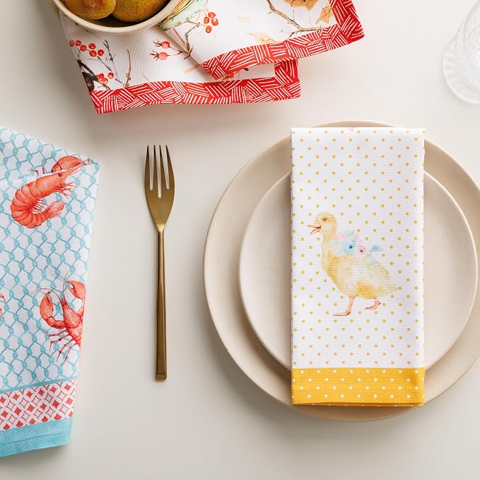 Maison d' Hermine Cloth Napkins Set of 4 Reusable 100% Cotton (18" x 18") | Everyday Square Napkins Cloth Washable Dinner Party Wedding Restaurant Hotel Kitchen Spring Summer - Ducklings In Spring - Image 9