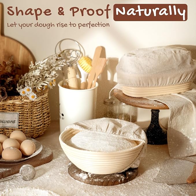 Astercook Sourdough Starter Kit with Round & Oval Banneton Bread Proofing Basket, Starter Jar, Dough Whisk, Scrapers, Stencils, Complete Sourdough Bread Baking Supplies, Fathers Day Gift for Men - Image 8