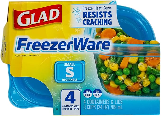 Glad GladWare FreezerWare Food Storage Containers, 24 Oz, 4 Count, 6-Pack | Crack-resistant, small rectangle containers for freezing soups and meal prep; microwave and dishwasher safe - Image 3