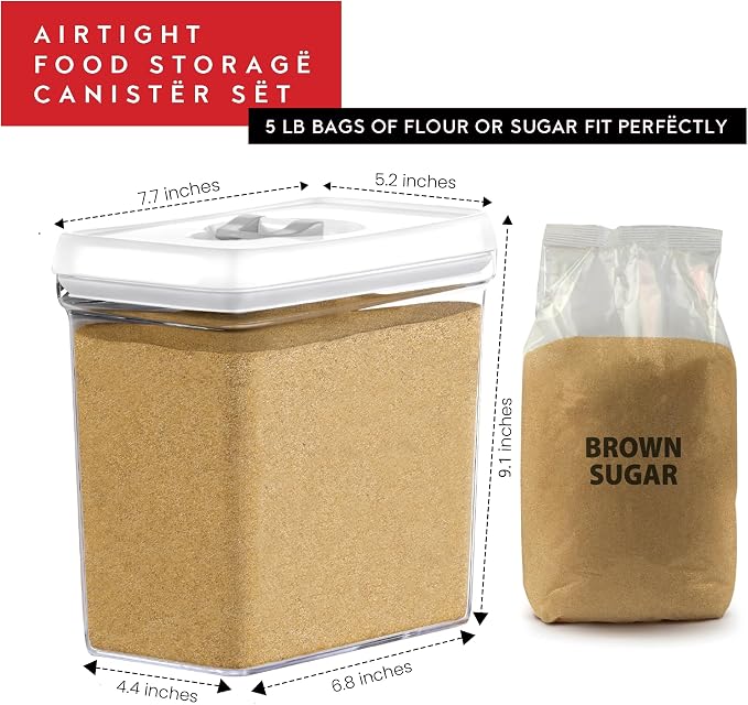 DWËLLZA KITCHEN Large Airtight Food Storage Containers with White Lids (3.8L, 0.8L) - Clear Plastic Bulk Food Pantry & Kitchen Storage Containers for Flour, Sugar 4 Pc BPA-Free, Keeps Fresh & Dry - Image 3