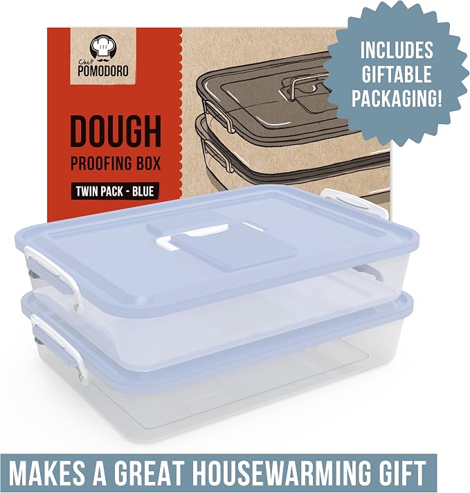Chef Pomodoro Dough Proofing Box 14x11-In, 4-6 Proofing Balls, Blue 2-Pack | Household Pizza and Bread Dough Preparation Container With Lid, Featuring a Convenient Carry Handle for Easy Daily Carrying - Image 7