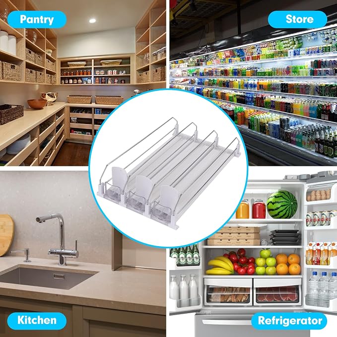 Automatic Soda Can Organizer Refrigerator Can Dispenser for Beer Soda Seltzer already Assembled Drink Pop Can Holder Self-Pushing Drink Organizer for Fridge Storage 15 cans of 11.15oz 12oz 16oz 16.9oz - Image 5