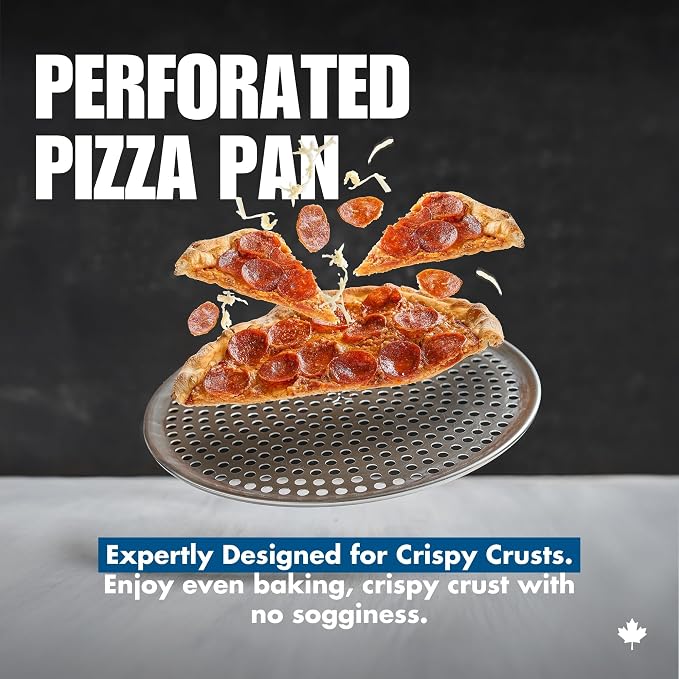 Norjac 12 Inch Pizza Pan with Holes – 2 Pack, Perforated Aluminum Baking Pans for Oven, Heavy-Duty & Rust-Free, Round Tray for Crispy Crust, Ideal for Homemade or Frozen Pizza - Image 2