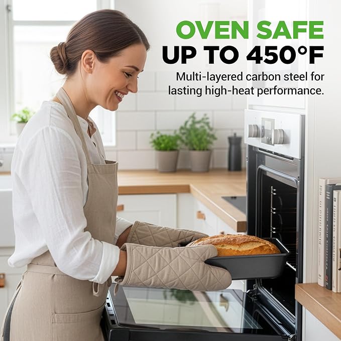 NutriChef 8 Piece Nonstick Bakeware Set | Carbon Steel Baking Pans for Oven | Includes Sheet Pan, Muffin, Loaf, Round and Square Cake Pan | Dishwasher Safe, Stackable Design Oven Safe up to 446°F - Image 3