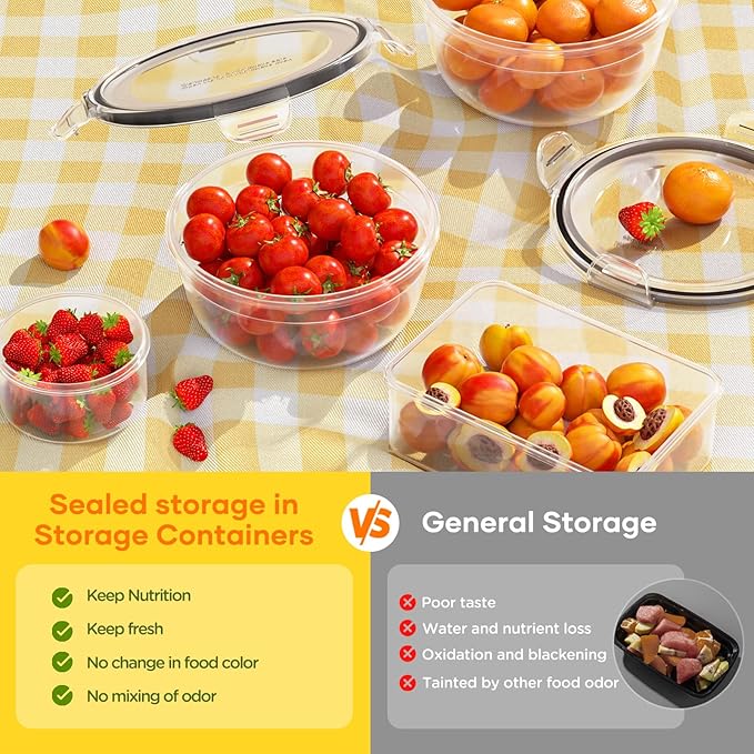 52 PCS Food Storage Containers with Lids Airtight (26 Lids & 26 Containers)- Reusable Plastic Leakproof Meal-Prep Container for Kitchen Storage Organization Microwave/Dishwasher Safe with Labels & Pen - Image 6