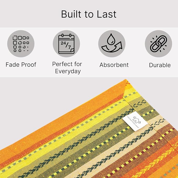 LFH Home Cotton Rich Cloth Salsa Napkin Set of 6 Washable Soft Durable Striped Table Napkins for Dining Wedding, Daily Use Reusable Eco-Friendly Napkins for Elegant Table Settings(18x18)-Orange - Image 5
