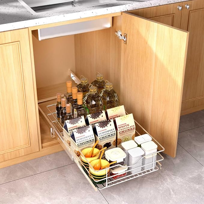 Pull Out Cabinet Organizer, (17½"W x 20" D), Soft Close Pull Out Cabient Drawer, Slide Out Drawer for Kitchen Base Cabinet, Pot and Pan Organization, Pantry Organizers - Image 2