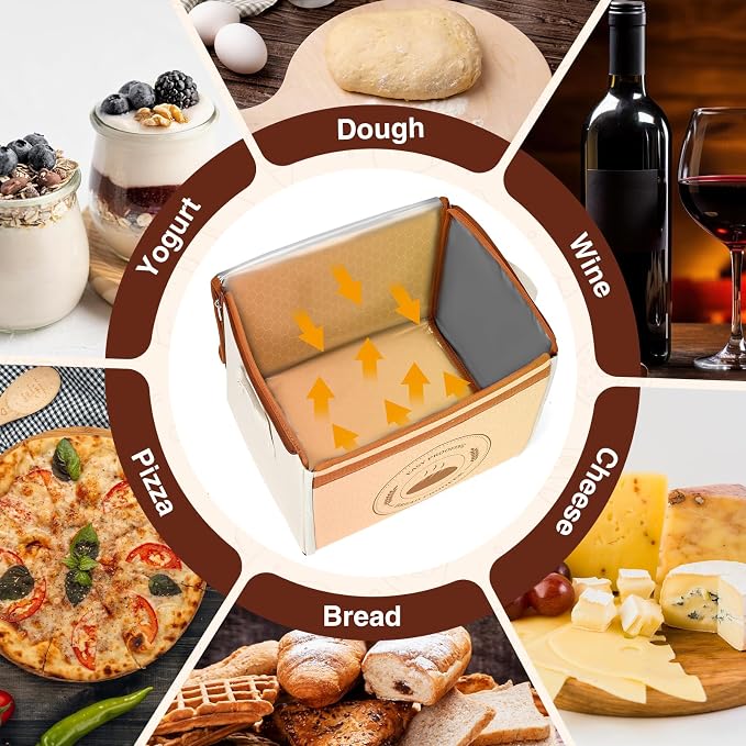 Bread Proofing Box with Temperature Control & Timer, Foldable Dough Proofer for Fermentation, Folding Sourdough Proofing Box for Bread Baking, Pizza, Yogurt, Kombucha, Wine (Beige) - Image 3