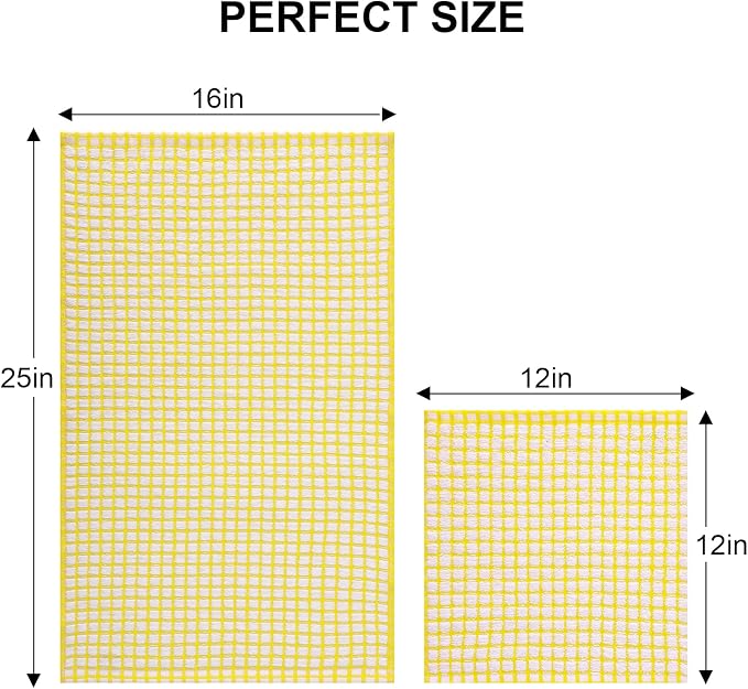 Kitinjoy Cotton 16 Pack Kitchen Towels and Dishcloths Sets, Yellow | 16 x 25 Inch & 12 X 12 Inch Dish Towels Bulk, Super Soft and Absorbent hand towels for kitchen Drying - Image 6