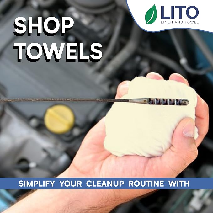 Shop Towels| Multipurpose Commercial and Residential Shop Cleaning| Car Wash, Polish, Housewares, Microwave, Coffee Machine, Restaurant, Bathrooms, Electronics, Auto Garage | 50 Pack 14"x12" Natural - Image 2