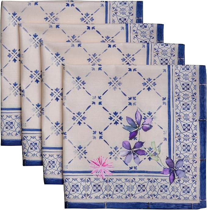 Maison d' Hermine Cloth Napkins Set of 4 Reusable 100% Cotton (20" x 20") | Everyday Square Napkins Cloth Washable Dinner Party Wedding Restaurant Hotel Kitchen Spring Summer - Faience by MaisondHermine