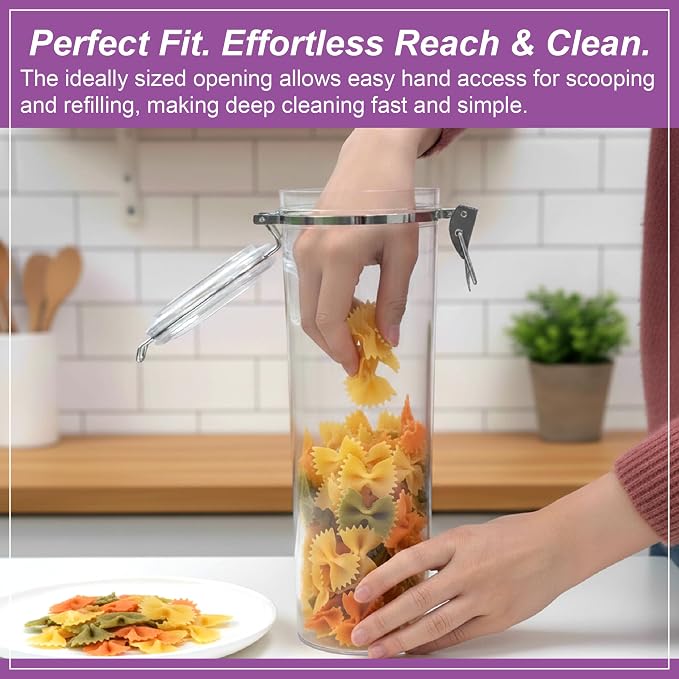 Cathy - 60-Ounce Plastic Canister (Set of 3), Plastic Airtight Container for Spaghetti and Pasta, Stackable, BPA-Free, Shatter-Proof, Perfect for Home and Commercial Use - Image 5