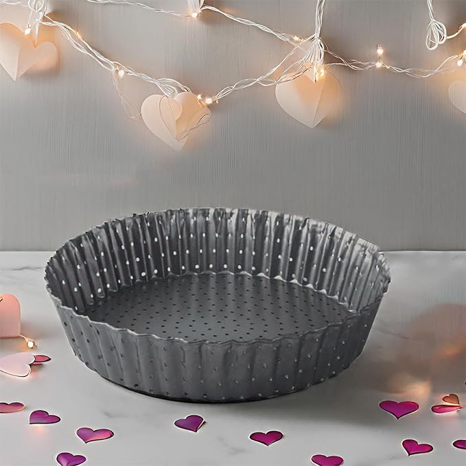 Set of 3 Deep Dish Pie Pan with Removable Bottom - Fluted Carbon Steel Tart Pan for Quiche Lorraine & Pies - Crispy Crust Baking Dish for Home Bakers - 7.87, 9.44 and 11 inches - Image 9