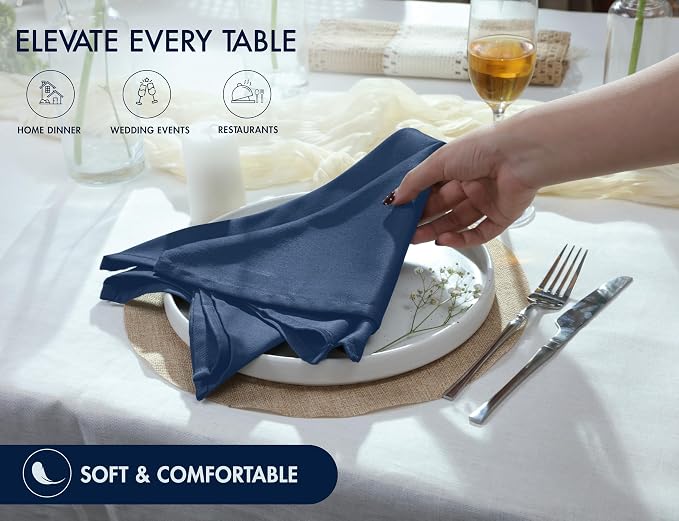 Ruvanti Cloth Napkins Set of 12, 18x18 Inches Napkins Cloth Washable, Soft, Durable, Absorbent, Cotton Blend. Table Dinner Napkins Cloth for Hotel, Lunch, Restaurant, Weddings, Parties -Ocean Blue - Image 5