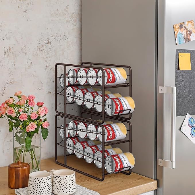 MOOACE 4 Pack Can Organizer for Pantry, Soda Can Dispenser Rack, Bronze | Stackable Canned Food Storage, Beverage Soup Cans Holder Fridge & Kitchen Cabinet Organizers and Storage - Image 3