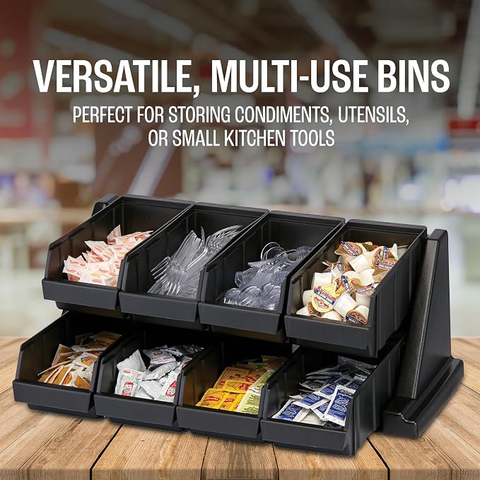 Cambro Versa Self Serve Condiment Bin - 8 Storage Bins - Ideal for Food and Coffee Condiments (Black) - Image 7