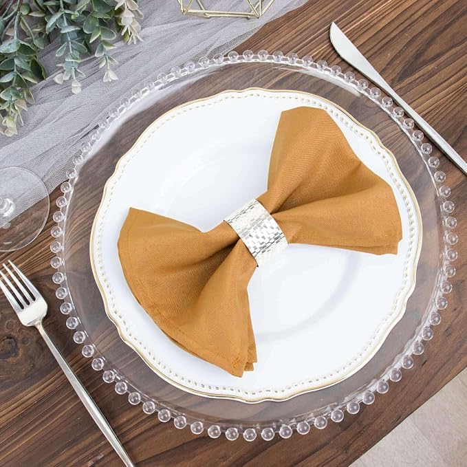 Efavormart Premium Cloth Napkins Set of 50, 17x17 Inch Gold Seamless Dinner Napkins, Washable Linen Table Napkin Cloth with Hemmed Edges for Weddings, Party and Banquet - Image 2