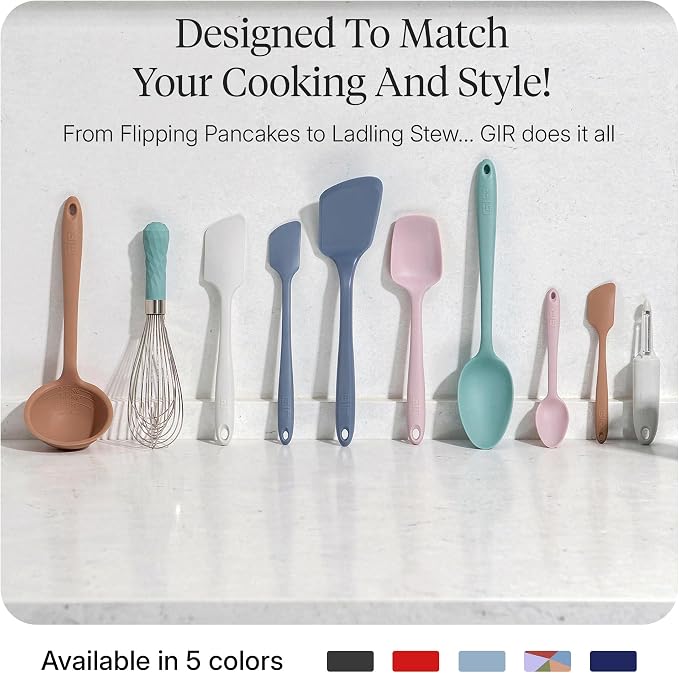 GIR: Get It Right 10-Piece Silicone Ultimate Kitchen Utensil Set – Spatulas, Ladle, Flip, Spoons, Whisk, Peeler & Spoonula – Nonstick, Non-Toxic, Heat-Resistant – Danish - Image 6
