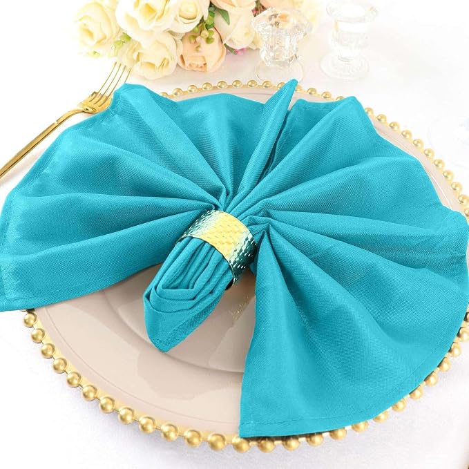 Efavormart Premium Cloth Napkins Set of 10, 20x20 Inch Turquoise Seamless Dinner Napkins, Washable Linen Table Napkin Cloth with Hemmed Edges for Weddings, Party and Banquet - Image 5