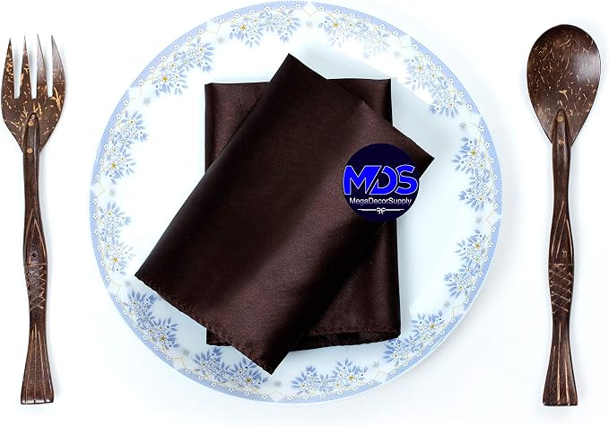 Set of 100 PCS Satin Napkin 12x12 Inch Square, Dinner Table Napkins for Wedding, Bulk Silky Sateen Cloth Napkins for Restaurant Banquet Graduation Birthday Party Decoration - Coffee - Image 5