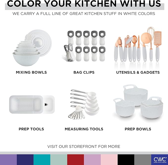 COOK WITH COLOR Prep Bowls with Lids- Wide and Deep Nesting Plastic Small Mixing Bowl Set with Lids, 8 Piece Set - Deep Bowls, Speckled White - Image 6