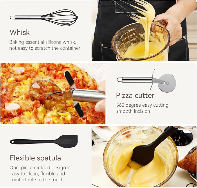 NCUE 35 Pcs Silicone Cooking Utensils Set BPA Free 446°F Heat Resistant | Stainless Steel Handles Kitchen Utensils Set, Thickened Heads Silicone Grips Nonstick Dishwasher Safe for Baking Housewarming - Image 8