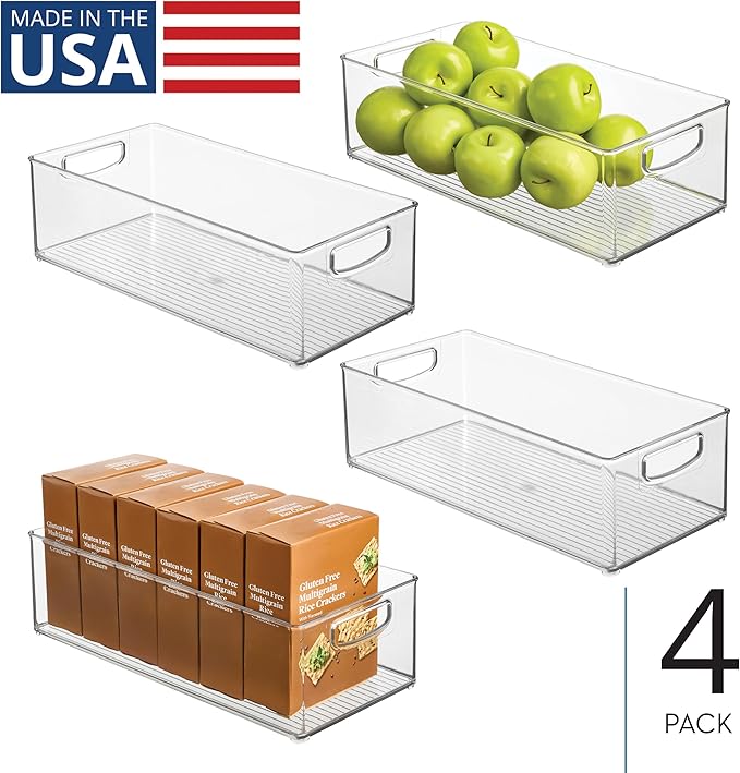 iDesign Stackable Storage Bin, Set of 4, Clear | Organizer Bin for Kitchen and Pantry, Made in USA - Image 2