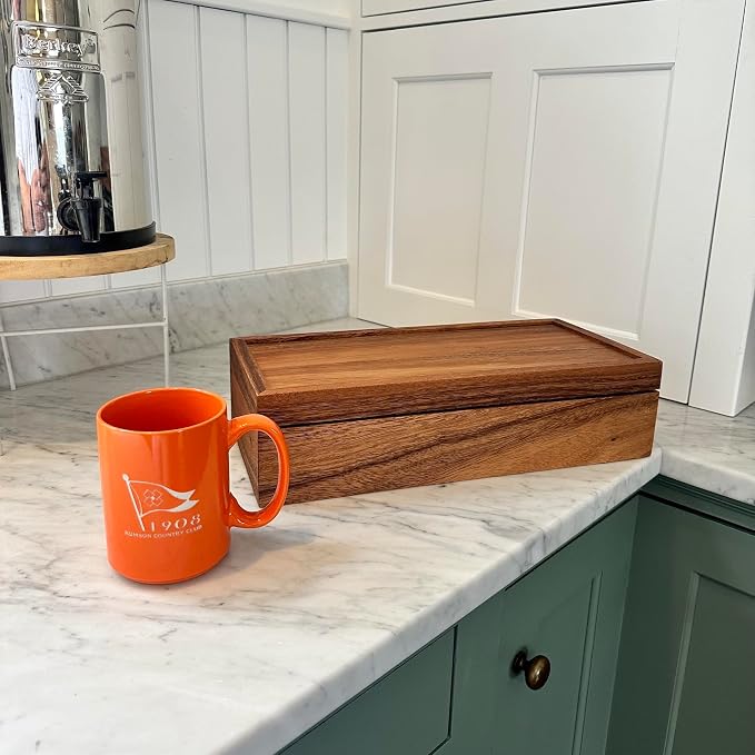 Ironwood Gourmet Acacia Wood Tea Box, 10 Compartment XL Tea Chest | Store & Display Tea Bag Collections | Beautiful Acacia Wood Tea Storage Box With Lid | Great For Jewelry and Arts & Crafts - Image 5