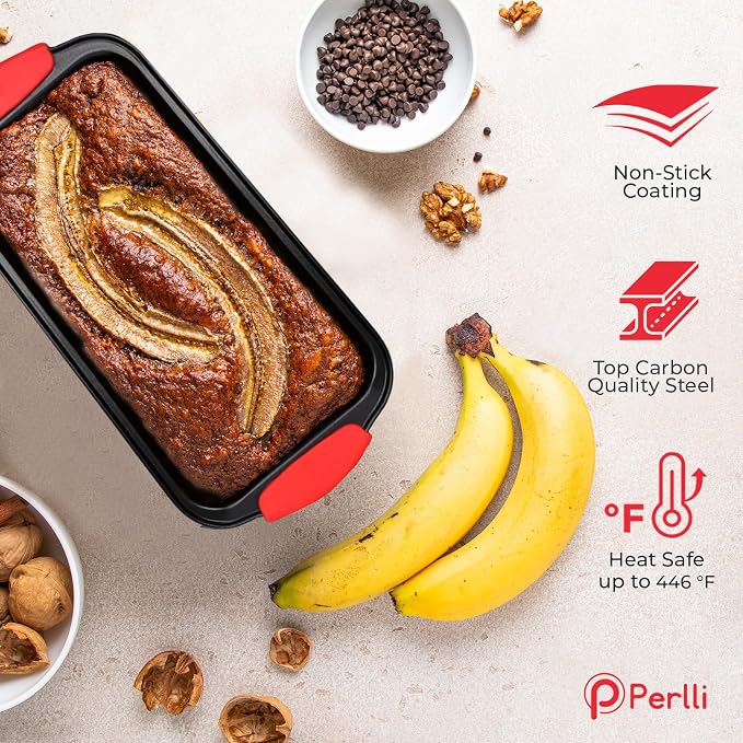 Non-Stick 10-Piece Baking Pan Set, BPA-Free Carbon Steel Bakeware Set with Silicone Handles, Stackable Kitchen Oven Set, Cookie Sheet, Baking Tray, Baking Sheet Set, Oven Safe (446°F) - Image 3